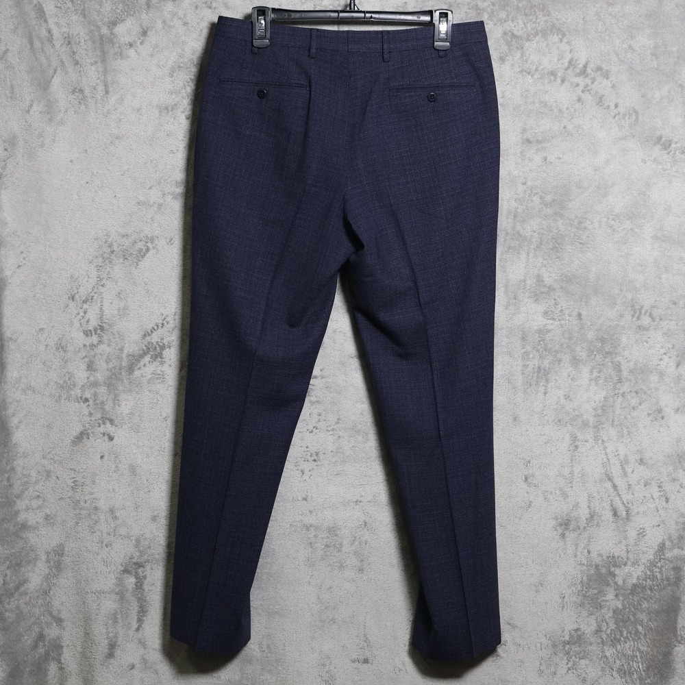 Zanella Curtis Pants Mens 32x30 Blue Dress Slim Straight Tweed Wool Blend Italy - Picture 3 of 14